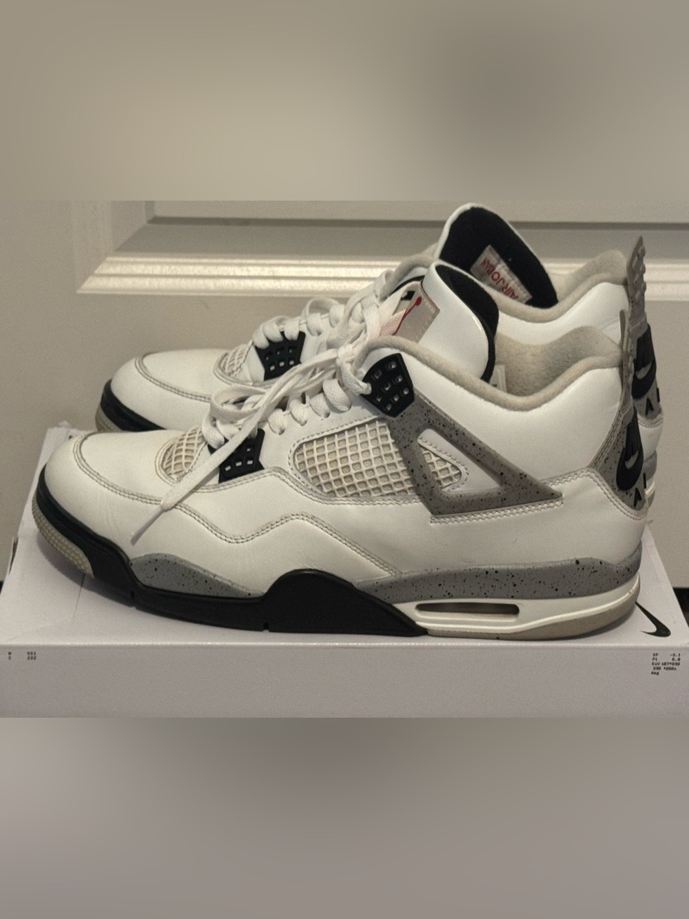 Jordan 4 white cement 2025 authentic Men's White and Gray Retro Sneakers